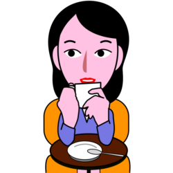 コーヒータイムしている女子社員キャラのイラスト