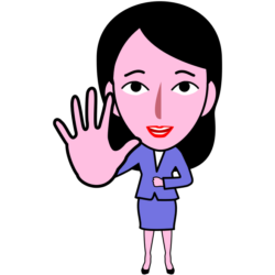 「まあまあ」と相手をなだめている女子社員キャラのイラスト