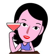 仕事帰りにバーでカクテルを飲んでいる女子社員キャラのイラスト