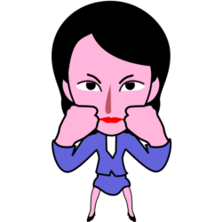 怒ってファイティングポーズをとっている女子社員キャラクターのイラスト