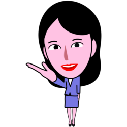 「お待ちしておりました」とお客を迎える女子社員キャラのイラスト