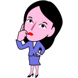 何かを思い出しているポーズの女子社員キャラのイラスト
