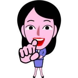指をさして笑っている女子社員キャラのイラスト