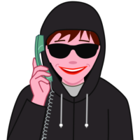 特殊詐欺犯 電話で特殊詐欺を働く犯罪者のイラスト