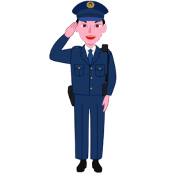 男性警察官 敬礼している若い男性警察官のイラスト