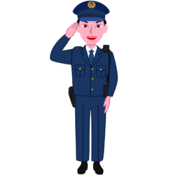 男性警察官 敬礼している若い男性警察官のイラスト