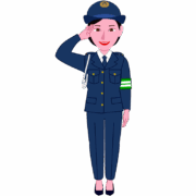 敬礼している笑顔の女性警察官のイラスト