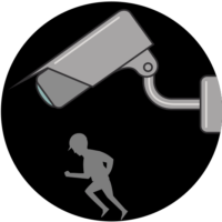 防犯カメラ 「防犯カメラで空き巣を撃退」のイラスト