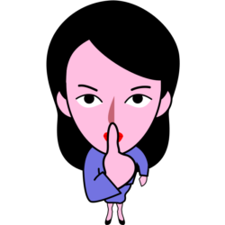 他言無用のポーズをとっている女子社員キャラのイラスト