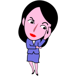 失敗かなと悩んでいる女子社員キャラのイラスト