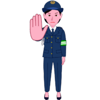 ストップ! 制止ポーズの女性警察官のイラスト