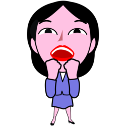 目標を達成して喜んでいる女子社員キャラのイラスト