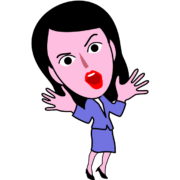 「わっ！」と驚いている女子社員キャラのイラスト