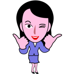 「やったね！」と成果を喜んでいる女子社員キャラのイラスト