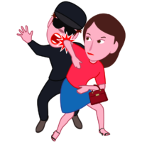 護身術 痴漢・ひったくり犯を護身術で撃退している女性のイラスト