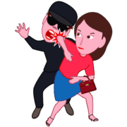 痴漢・ひったくり犯を護身術で撃退している女性のイラスト