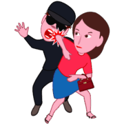 痴漢・ひったくり犯を護身術で撃退している女性のイラスト