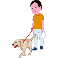 ながら見守り 愛犬の散歩をしながら「ながら見守り」防犯活動をしているイラスト