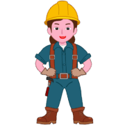 女性工事現場作業員のカッコいいイラスト