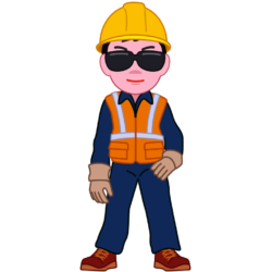 男性工事現場作業員 サングラスをかけたカッコいい男性工事現場作業員のイラスト