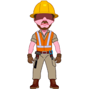 がっしりした筋肉質な体格の工事現場作業員のイラスト