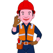 笑顔でOKサインを出している工事現場作業員のイラスト