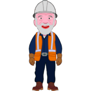 工事現場で働く元気な老作業員のイラスト