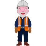 老作業員 工事現場で働く元気な老作業員のイラスト