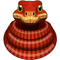 とぐろを巻いているかわいいヘビのイラスト