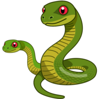 親子で一緒に暮らしているヘビのイラスト