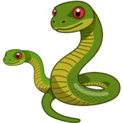 ヘビの親子 親子で一緒に暮らしているヘビのイラスト