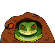 土の中で丸まって冬眠しているヘビのイラスト