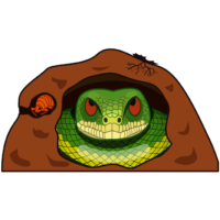 ヘビの冬眠 土の中で丸まって冬眠しているヘビのイラスト