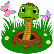冬眠からさめた可愛い子どもヘビのイラスト