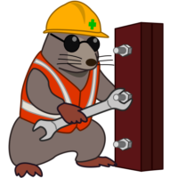 スパナ 工事モグラが大きめのスパナでナットを締めているイラスト