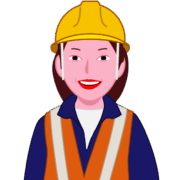 仕事を楽しんでいる笑顔の女性工事現場作業員のイラスト