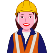 仕事を楽しんでいる笑顔の女性工事現場作業員のイラスト