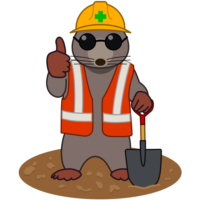 グッド グッドサインを出している土木作業員モグラのイラスト