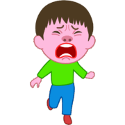口を開けて泣きながら走っている男の子のイラスト