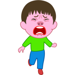 口を開けて泣きながら走っている男の子のイラスト