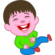 お腹を抱えて笑い転がる男の子のイラスト
