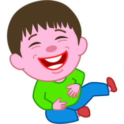 お腹を抱えて笑い転がる男の子のイラスト