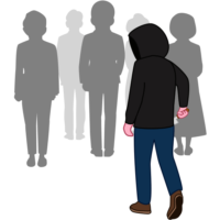 通り魔 背後から忍び寄る通り魔のイラスト