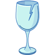 割れたワイングラスのイラスト