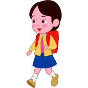 元気に通学する小学生の女の子のイラスト