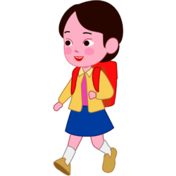 元気に通学する小学生の女の子のイラスト