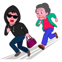 パワー婆さん ひったくり犯を追いかけている防犯婆さんのイラスト