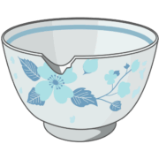 縁の欠けたご飯茶碗のイラスト