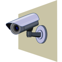 壁面設置防犯カメラ 屋外壁面設置タイプの防犯カメラのイラスト