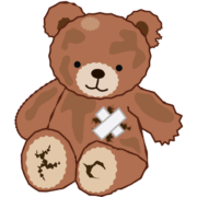 ボロボロになったクマのぬいぐるみのイラスト